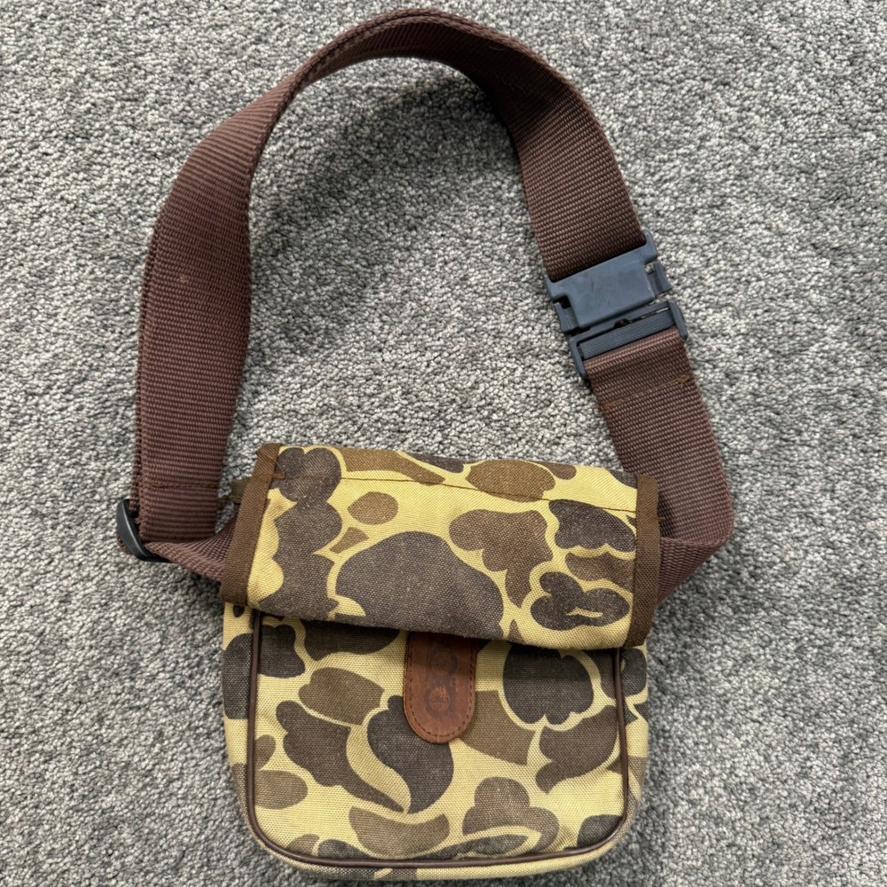 VTG Bob Allen Duck Camo Crossbody Shot Gun Shell Bag USA Canvas Hunting Pouch